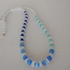 Quartz Necklace With Blue White and Aqua Agate